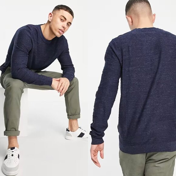 Selected Homme Mens Navy Blue Buddy Crew Neck Sweater - Picture 1 of 7